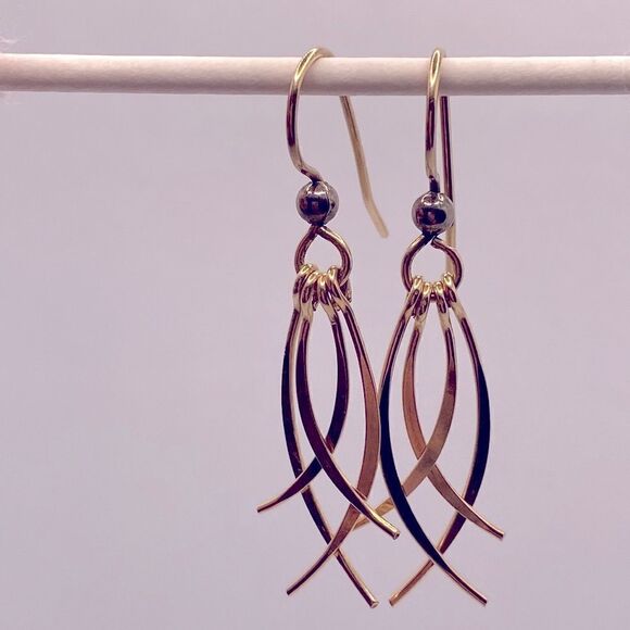 💛 Vintage Gold Filled Geometric Hook Earrings - Picture 1 of 4